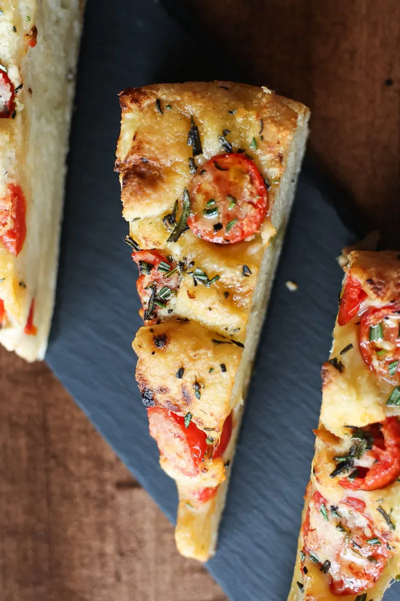 House made focaccia with tomato and herbs